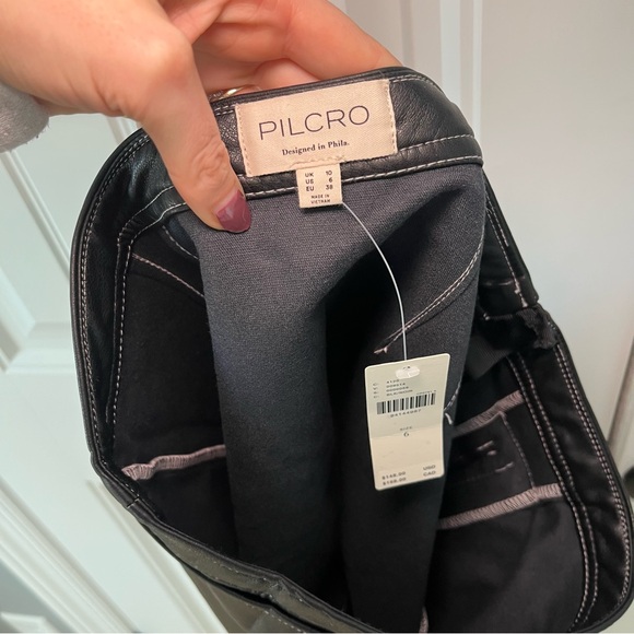 Anthropologie Pilcro Faux-Leather Bow Mini Skirt Size 6 NWT Moto Winter Grunge - Picture 8 of 10